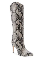 Maryana Knee-High Snakeskin-Embossed Leather Boots