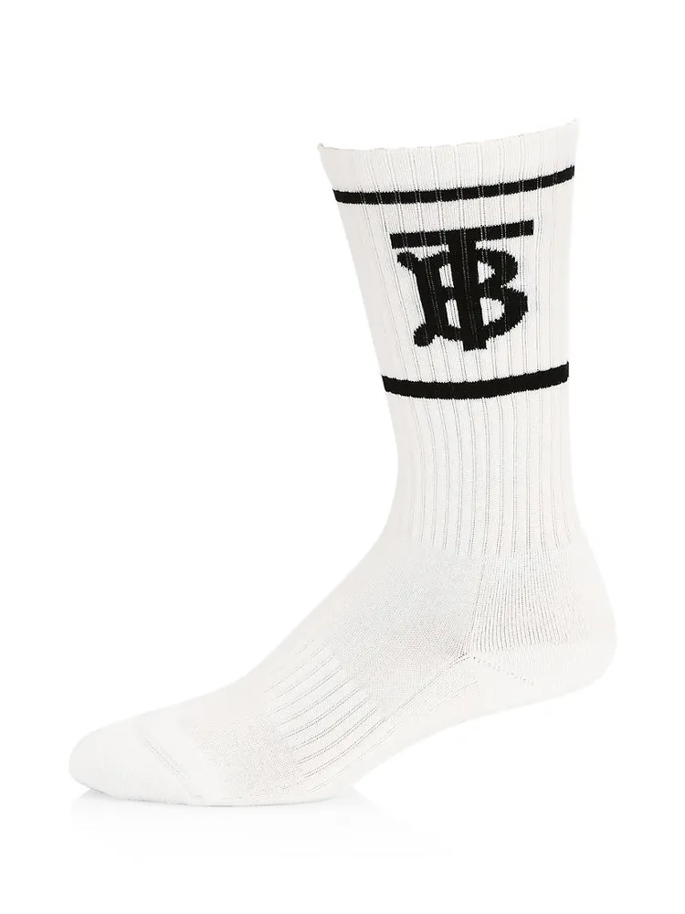 Monogram Dual Stripe Sport Crew Socks