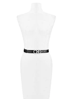 Crystal Gancini Adjustable Cut-to-Size Leather Belt