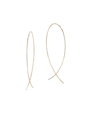 14K Yellow Gold Large Wire Upside Down Hoops