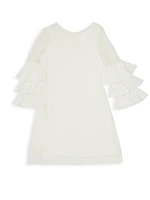 Girl's Ruffle Sleeve Shift Dress