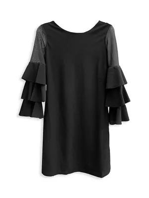 Girl's Ruffle Sleeve Shift Dress