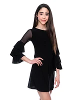 Girl's Ruffle Sleeve Shift Dress