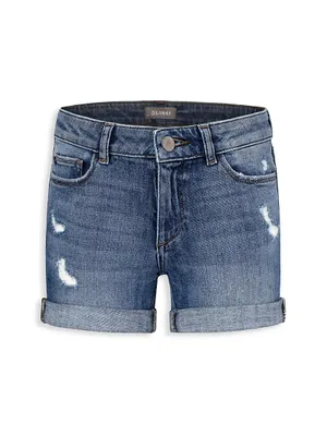 Little Girl's & Girl's Distressed Cuffed Denim Shorts