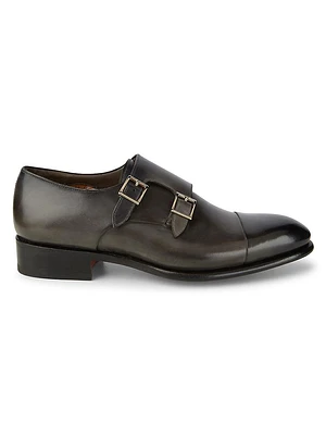 Ira Double Monk Strap Leather Loafers