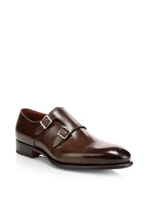 Ira Double Monk Strap Leather Loafers