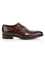 Ira Double Monk Strap Leather Loafers