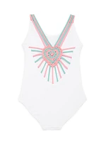 Little Grl's & GIrl's Mona One-Piece Heart Crochet Swimsuit