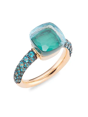 Nudo 18K Rose Gold, Sky Blue Topaz & Agate Classic Square Ring