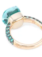 Nudo 18K Rose Gold, Sky Blue Topaz & Agate Classic Square Ring