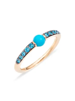 M'ama non 18K Rose-Gold Turquoise & Blue Zircon Ring