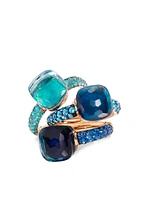 Nudo 18K Rose Gold, London Blue Topaz & Turquoise Square Ring