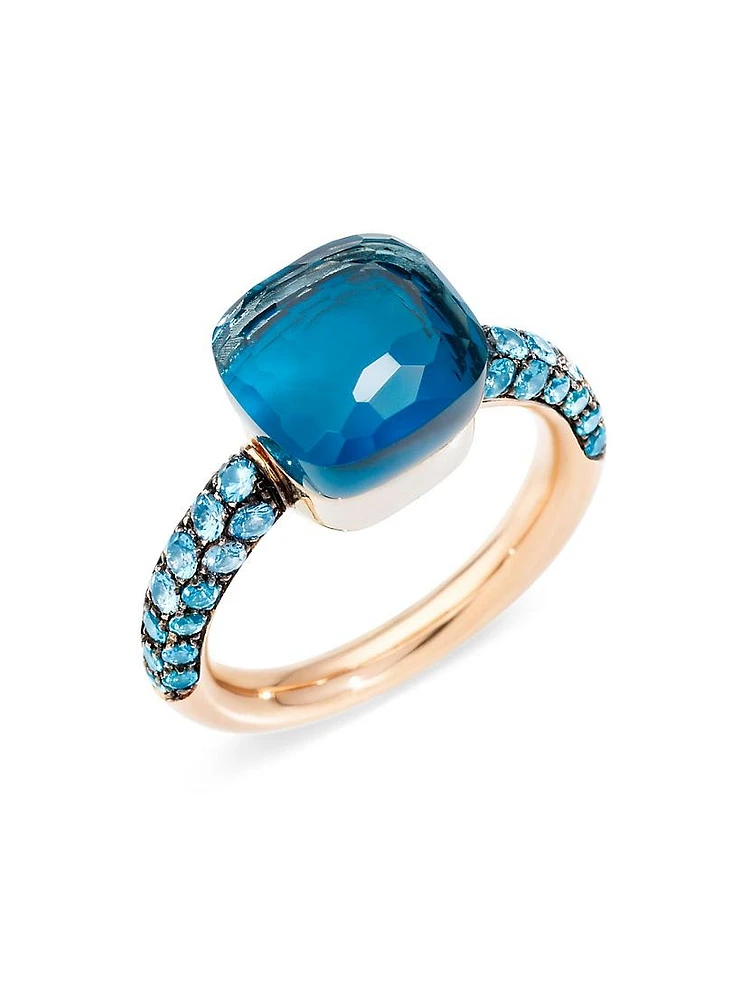 Nudo 18K Rose Gold, London Blue Topaz & Turquoise Square Ring