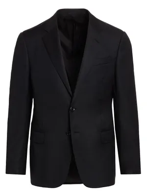 Soft Basic Wool Two-Button Slim-Fit Blazer