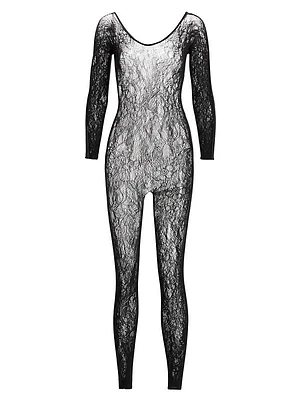 Floral Lace Long-Sleeve Catsuit