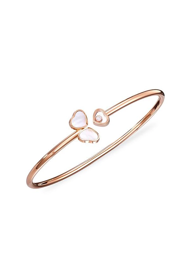 Happy 18K Rose Gold, Diamond & Mother-Of-Pearl Bangle Bracelet