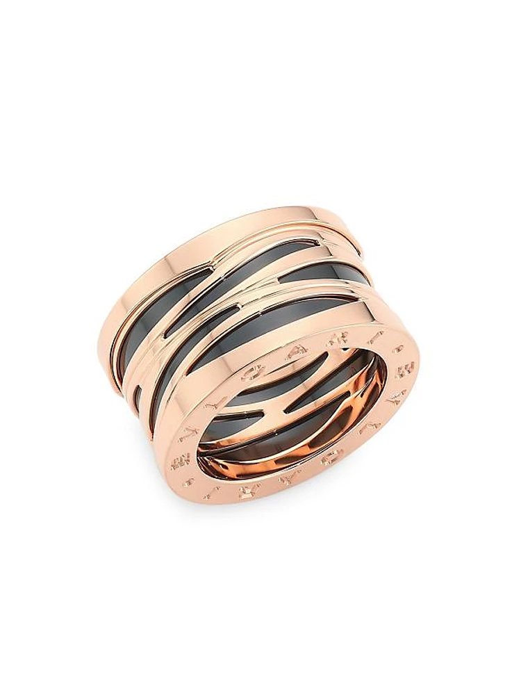 B.zero1 Design Legend 18K Rose Gold & Ceramic 4-Band Ring