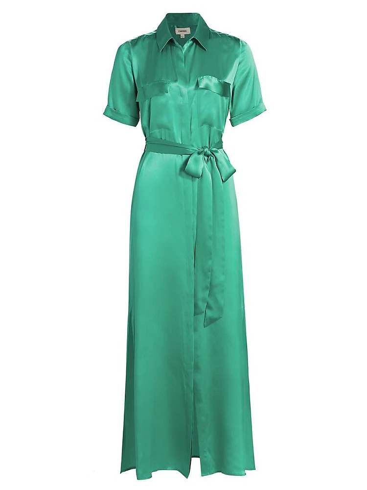 Klement Satin Maxi Shirtdress