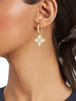 Venetian Princess 18K Yellow Gold, Diamond & Mother Of Pearl Flower Drop Earrings