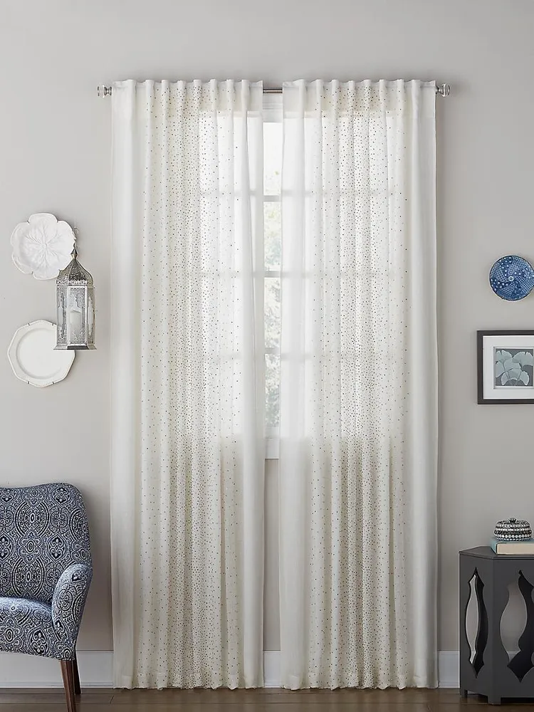 Crystal Embellished Sheer Curtain Panel