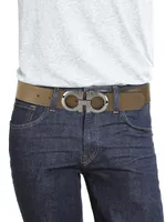 Adjustable Gancini Cut-to-Size Reversible Leather Belt