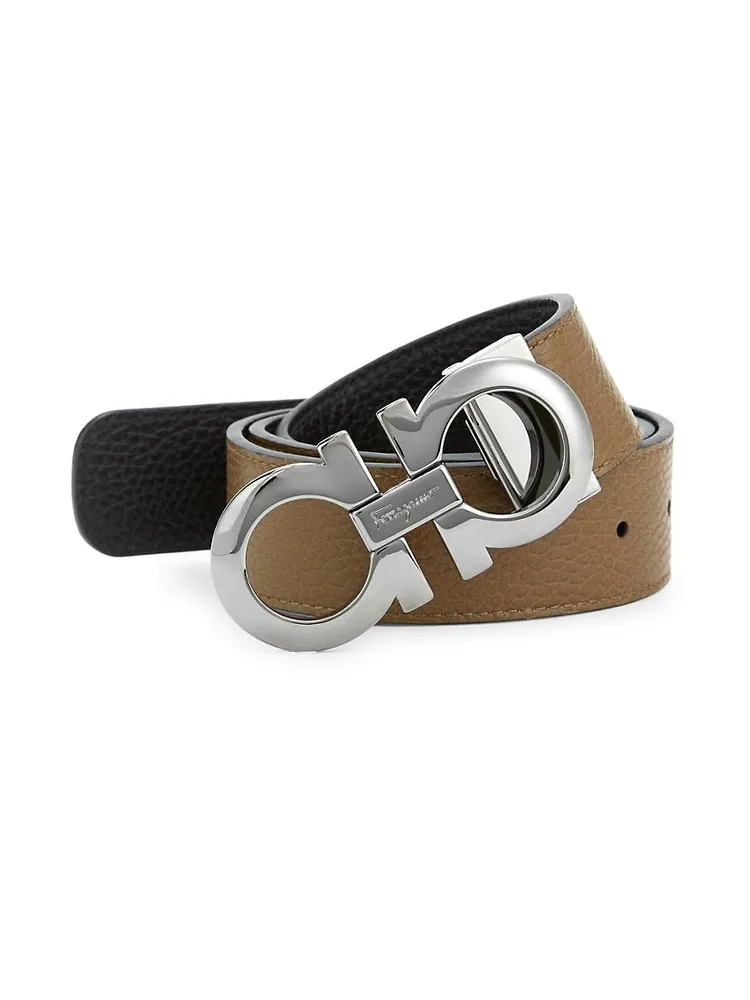 Adjustable Gancini Cut-to-Size Reversible Leather Belt