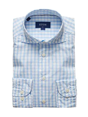 Contemporary-Fit Gingham Check Soft Casual Shirt