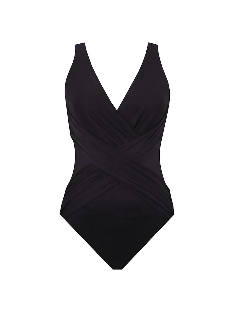 Plus V-Neck Illusionists Crossover One-Piece Swimsuit