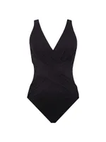 Plus V-Neck Illusionists Crossover One-Piece Swimsuit