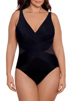 Plus V-Neck Illusionists Crossover One-Piece Swimsuit