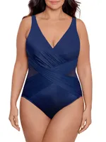 V-Neck Illusionists Crossover One-Piece Swimsuit
