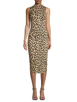 Delora Leopard Sleeveless Bodycon Dress