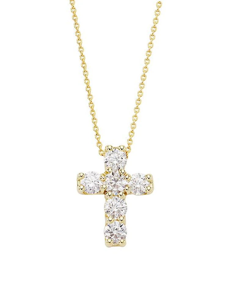 Tiny Treasures 18K Yellow Gold & 1.06 TCW Diamond Cross Pendant Necklace