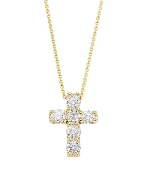 Tiny Treasures 18K Yellow Gold & 1.06 TCW Diamond Cross Pendant Necklace