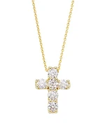 Tiny Treasures 18K Yellow Gold & 1.06 TCW Diamond Cross Pendant Necklace