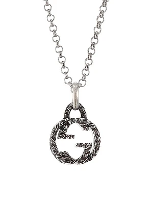 GG Interlocking Sterling Silver Logo Charm Pendant Necklace