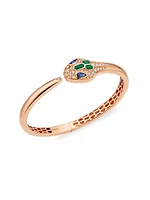 Serpenti Seduttori 18K Rose Gold, Diamond, Blue Sapphire & Malachite Bangle Bracelet