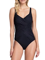 One-Piece Ruched-Weave Swimsuit