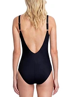 One-Piece Ruched-Weave Swimsuit