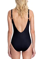 One-Piece Ruched-Weave Swimsuit