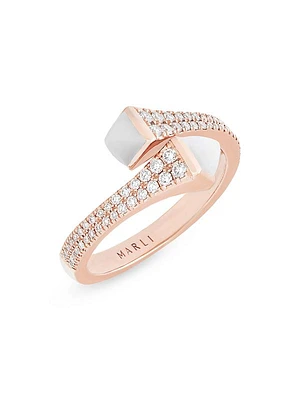 Cleo By MARLI 18K Rose Gold, White Agate & 0.4 TCW Diamond Ring