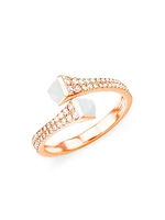 Cleo By MARLI 18K Rose Gold, White Agate & 0.4 TCW Diamond Ring