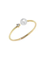 14K Yellow Gold & 3MM Freshwater Pearl Small Open Ring