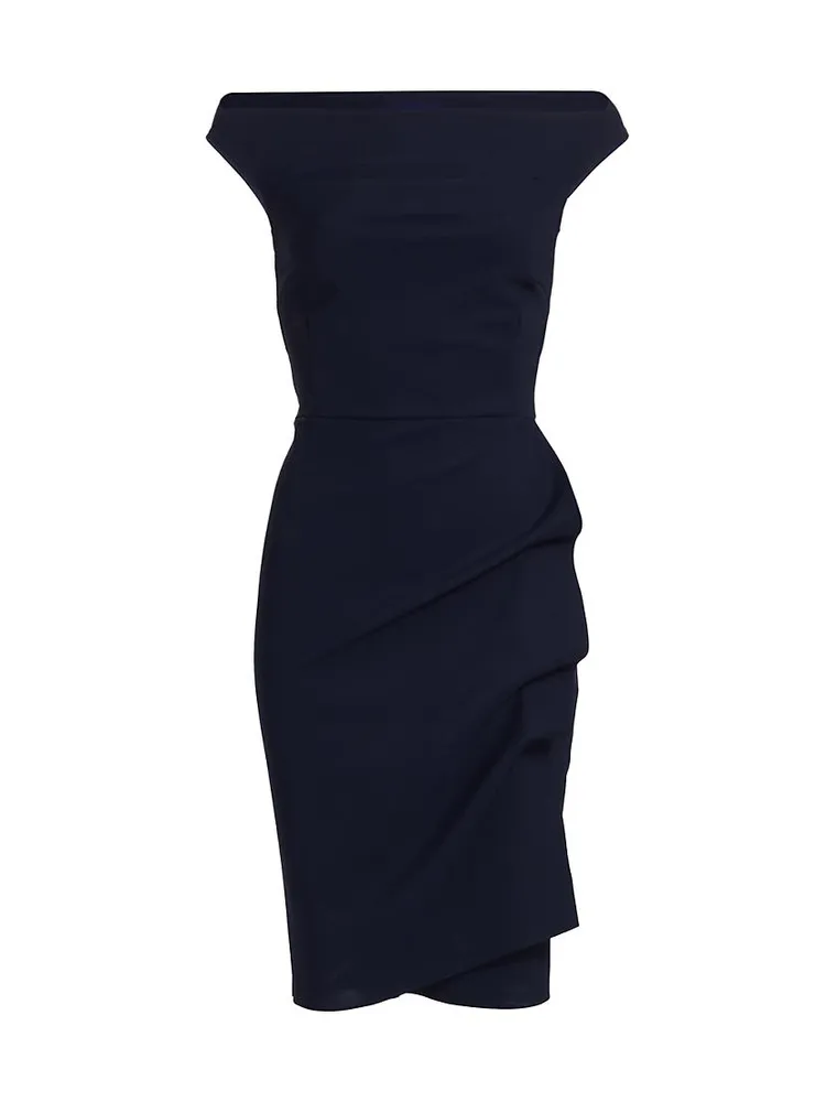 Melania Off-The-Shoulder Side Ruched Cut Out Sheath Dress