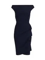 Melania Off-The-Shoulder Side Ruched Cut Out Sheath Dress