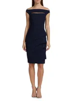 Melania Off-The-Shoulder Side Ruched Cut Out Sheath Dress