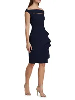 Melania Off-The-Shoulder Side Ruched Cut Out Sheath Dress