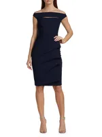 Melania Off-The-Shoulder Side Ruched Cut Out Sheath Dress