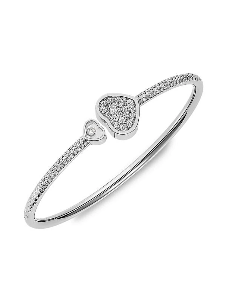 Happy Hearts 18K White Gold & Diamond Bangle