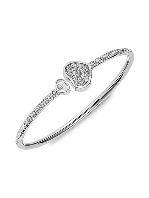 Happy Hearts 18K White Gold & Diamond Bangle